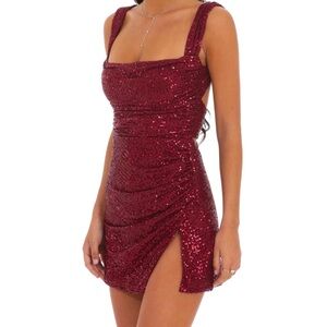 Lucy in the Sky Burgundy Sequin Mini Dress